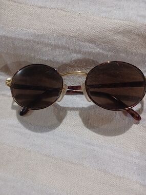 Round Sunglasses in Brown and Gold